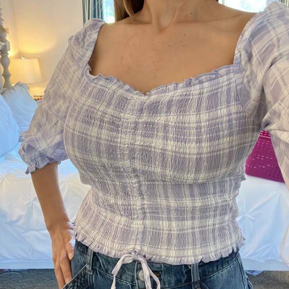 Almost Famous lavender and white top. - Picture 2 of 8